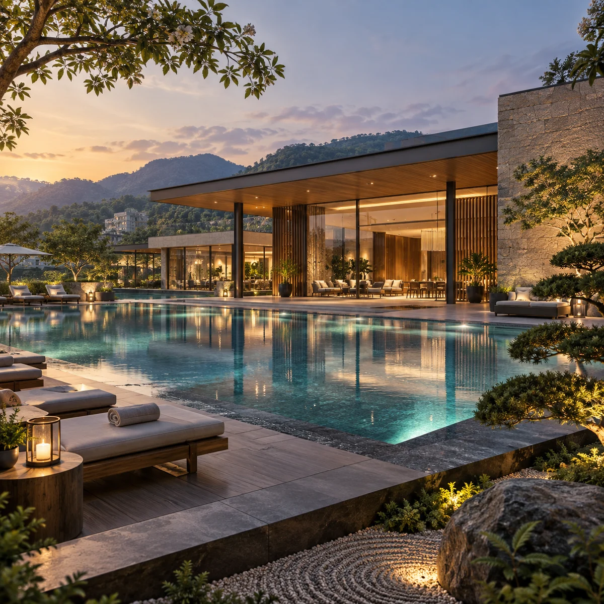 Purva Trivante clubhouse and swimming pool, artist's impression